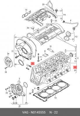 шпилька коллектора выпускного!M8X45-1,25\ VW/ Audi/ Seat/ Skoda N 014 555 5 VAG