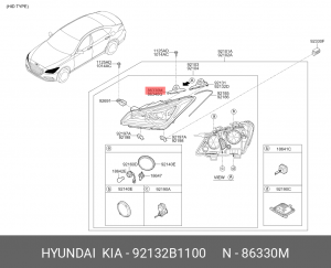 Кронштейн HYUNDAI Genesis G80 (16-20) фары левый OE 92132B1100 HYUNDAI KIA