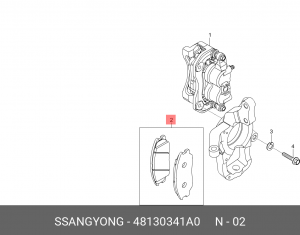 Колодки тормозные SSANGYONG Actyon (10-) передние (4шт.) OE 48130341A0 SSANG YONG