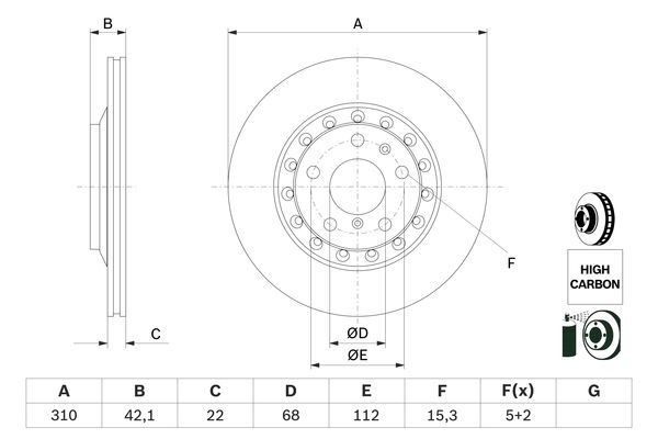 Диск тормозной VW Phaeton (02-) AUDI A8 (02-10) задний (1шт.) BOSCH 0986479062 BOSCH