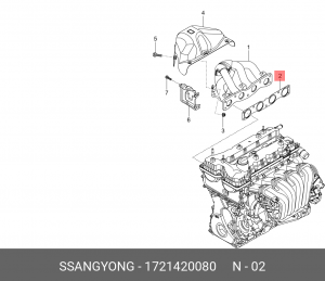 Прокладка коллектора SSANGYONG Actyon (10-) (G20D) выпускного OE 1721420080 SSANG YONG