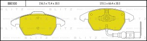 Колодки тормозные дисковые передние AUDI A3 03-SKODA Yeti/Octavia 03-VW Golf/Pas BB0300 BLITZ