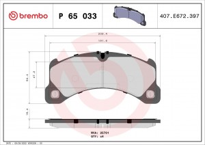 Колодки тормозные VW Touareg (10-) PORSCHE Cayenne (07-),Panamera (10-) передние P65033 BREMBO
