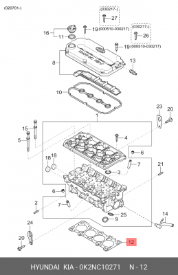 ПРОКЛАДКА ГОЛОВКИ БЛОКА ЦИЛИНДРОВ/GASKET 0K2NC-10271 0K2NC10271 HYUNDAI KIA