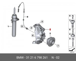 31216798261 Опора поворотная Л ! \BMW 3' F34 GT, LCI, 4' F36 Gran Coupe 31 21 6 798 261 BMW