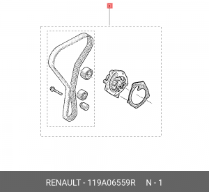 рем.к-кт ГРМ! с помпой\Renault Clio/Scenic/Espace/Laguna/Megane 1.8-2.0i 01> 119A06559R RENAULT
