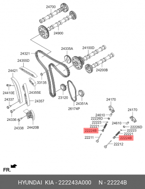 22224-3A000 ВТУЛКА ТОЛКАТЕЛЯ КЛАПАНА ДВИГАТЕЛЯ 222243A000 HYUNDAI KIA