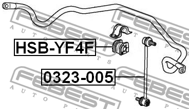 Втулка стабилизатора передняя HONDA PILOT YF4 2009-2015 (23мм) HSB-YF4F HSB-YF4F FEBEST