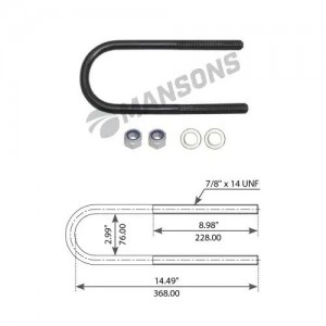 стремянка рессоры! задней с гайками и шайбами 7\8''x14 L=370мм\ Volvo VN 800030 MANSONS