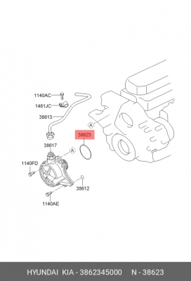 Кольцо уплотнительное HYUNDAI HD65,72,78,County дв.D4DB большое насоса вакуумног 3862345000 HYUNDAI KIA