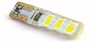 Лампа светодиодная W5W 12V "NORD YADA" (T10 6SMD (size 5730 ) силикон белый) 906074 NORD YADA