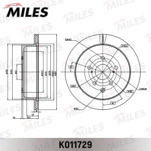 Диск тормозной задний LEXUS RX 350 08- K011729 K011729 MILES