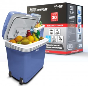Автохолодильник 30л 47.5х45.0х29.0см термоэлектр. с функц. нагрева 12V/220V 48W  A80553S AVS