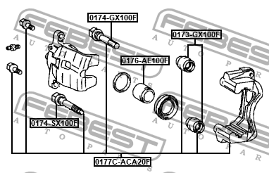 Скоба передн тормозного суппорта TOYOTA RAV4 2000-2005 0177C-ACA20F 0177C-ACA20F FEBEST