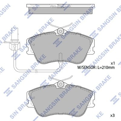 Колодки тормозные дисковые VW T4 2.5/2.4D &Syncro 98-04 диск 15 SP1985 SP1985 SANGSIN