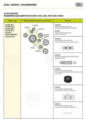 Ролик привод. ремня Audi A6 (97-) 2.5d (только ролик натяж.) (CM 5409) CM5409 TRIALLI