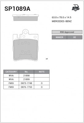 Колодки тормозные дисковые MB W210 2.0-3.0TD 96-02 SP1089A SP1089A SANGSIN