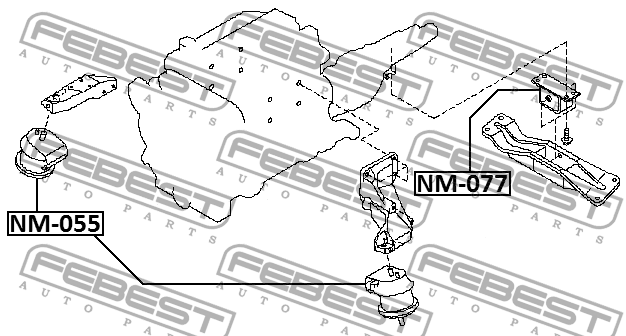 ПОДУШКА ДВИГАТЕЛЯ ЗАДНЯЯ подходит для NISSAN FX45/35 S50 2003.03-2008.06 [GL] NM NM077 FEBEST