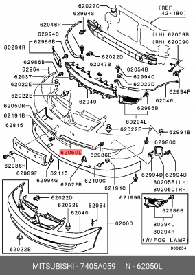 НАКЛАДКА ПЕРЕДНЕГО БАМПЕРА ЛЕВАЯ 7405A059 MITSUBISHI