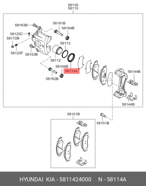 Пыльник HYUNDAI Accent (11-) поршня суппорта переднего OE 5811424000 HYUNDAI KIA