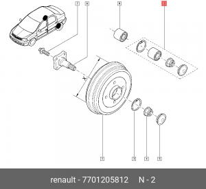 Подшипник ступицы RENAULT Logan,Sandero,Clio 3,Kangoo 2 задней OE 7701205812 RENAULT