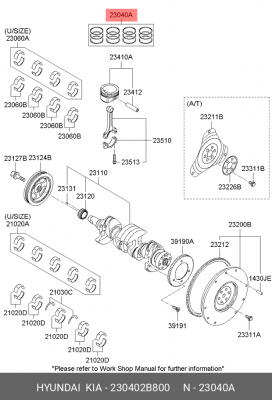 Кольца поршневые комплект 230402B800 HYUNDAI KIA