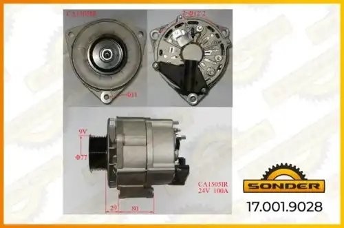 Генератор Premium 24V, 100A со шкивом о.н MB 0101549202 / MAHLE - MG 803 — 2 год 170019028 SONDER