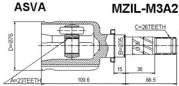 ШРУС ВНУТРЕННИЙ ЛЕВЫЙ 23X35X26 12 MZILM3A2 MZIL-M3A2 ASVA