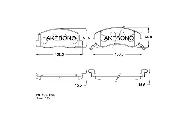 Тормозные колодки дисковые Toyota Town/Lite Ace (CM85) AN-408WK AN408WK AKEBONO