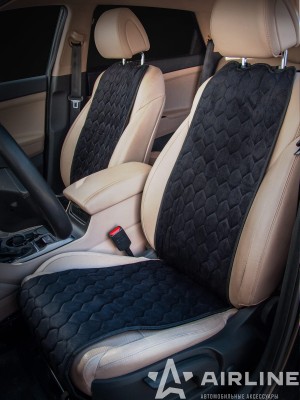Накидка на сиденье "AIRLINE"алькантара черная (на перед. сиденье) (2 шт.) ACS-F-01 AIRLINE