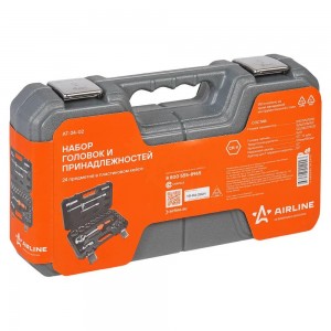 Набор головок и принадлежностей 1/2 24 предмета, пласт.кейс (AT-24-02) AT-24-02 AIRLINE
