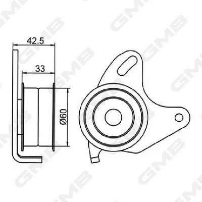 Ролик ГРМ натяжной Hyundai H-1, Mitsubishi Pajero Sport (K90) 2.5TDi (97-15) GT1 GT10140 GMB
