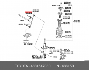 ВТУЛКА СТАБИЛИЗАТОРА ПЕРЕДНЕГО ПРАВАЯ 48815-47030 48815-47030 TOYOTA