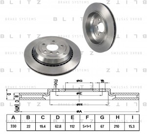 Диск тормозной задний вентилируемый MERCEDES X164/W164/W251 05- BS0229 BS0229 BLITZ