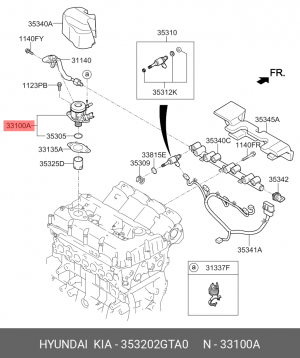 Насос топливный KIA Optima (16-) (2.0TCI/GDI) высокого давления OE 353202GTA0 HYUNDAI KIA