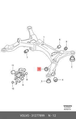 сайлентблок задн. подв.!\ Volvo S60/V70 2.0T/2.4T/2.5T 00> 31277899 VOLVO