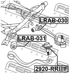 Сайлентблок LAND ROVER Range Rover (02-12) рычага подвески передней нижний FEBES LRAB-030 FEBEST
