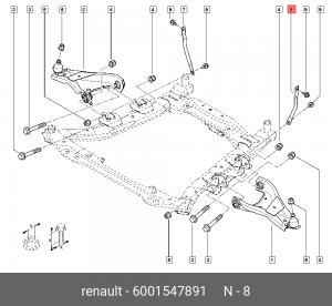 кронштейн подрамника!\ Renault 6001547891 RENAULT