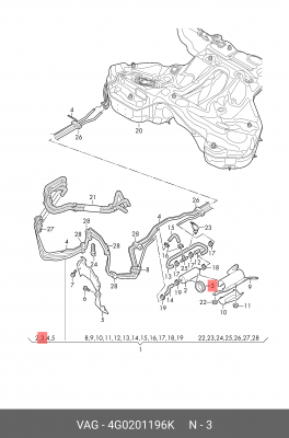 Крепеж AUDI A6,A7 (11-) фильтра топливного OE 4G0 201 196 K VAG