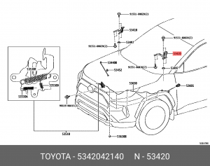 петля капота левая!\ Toyota RAV4 50 18> 53420-42140 TOYOTA