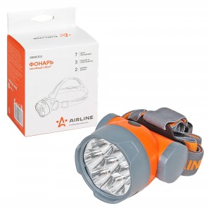 Фонарь налобный "AIRLINE" (LEDx7, на батарейках, большой) AEBK003 AIRLINE
