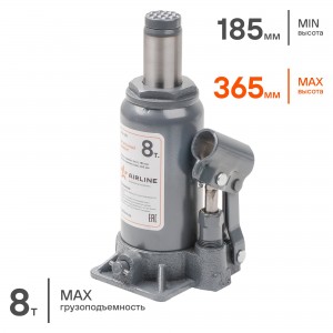 Домкрат бутылочный 8 т AIRLINE 200 - 405 мм AJ-B-08S AIRLINE