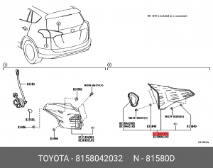 фонарь! правый\ Toyota 81580-42032 TOYOTA