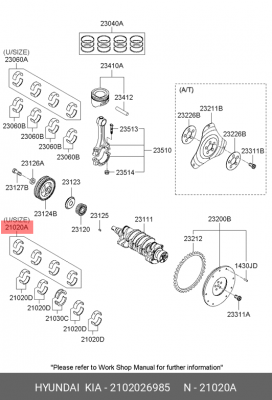 вкладыши коренные к-кт!\ Hyundai Accent/Avante/S Сoupe 1.3 90> 2102026985 HYUNDAI