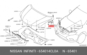 ПЕТЛЯ КАПОТА 65401-4CL0A NISSAN