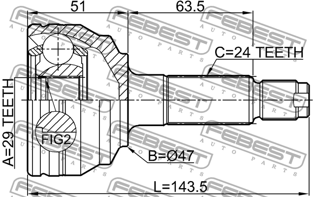 ШРУС внешн. К-кт 0910-M412 FEBEST