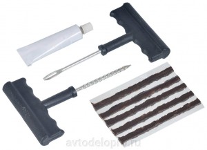 Набор для ремонта бескамерных шин "АвтоDело" (жгуты, шило, клей) 40555 AVTO DELO