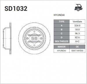 Диск тормозной HYUNDAI H1/STAREX 08- задний SD1032 SD1032 SANGSIN