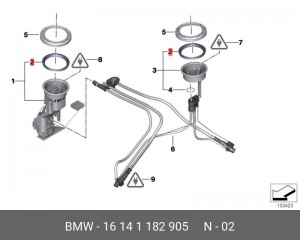 Прокладка BMW 5 (E39) насоса топливного OE 16 14 1 182 905 BMW