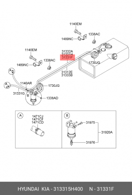 Шланг топливный HYUNDAI HD65,72,78 от фильтра (сепаратора) OE 313315H400 HYUNDAI KIA